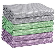 Microfiber Glass Cleaning Cloths-6PK, 16"x14" Lint Free Window Multicolor