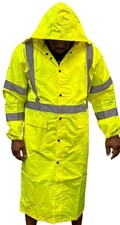 Class 3 Reflective Hi Vis Rain Coat Waterproof Hooded Lime ANSI Safety