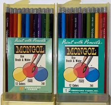VTG Eberhard Faber Mongol Paint With Pencils Set 12 #741 w/ Plastic Case Unused