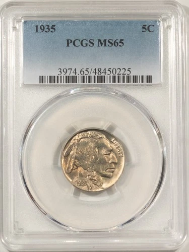 1935 BUFFALO NICKEL - PCGS MS-65, FRESH ATTRACTIVE GEM!