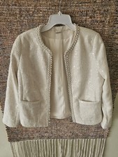 Chico's Beige/Ivory Open Front Lined Short Jacket Size 0/S