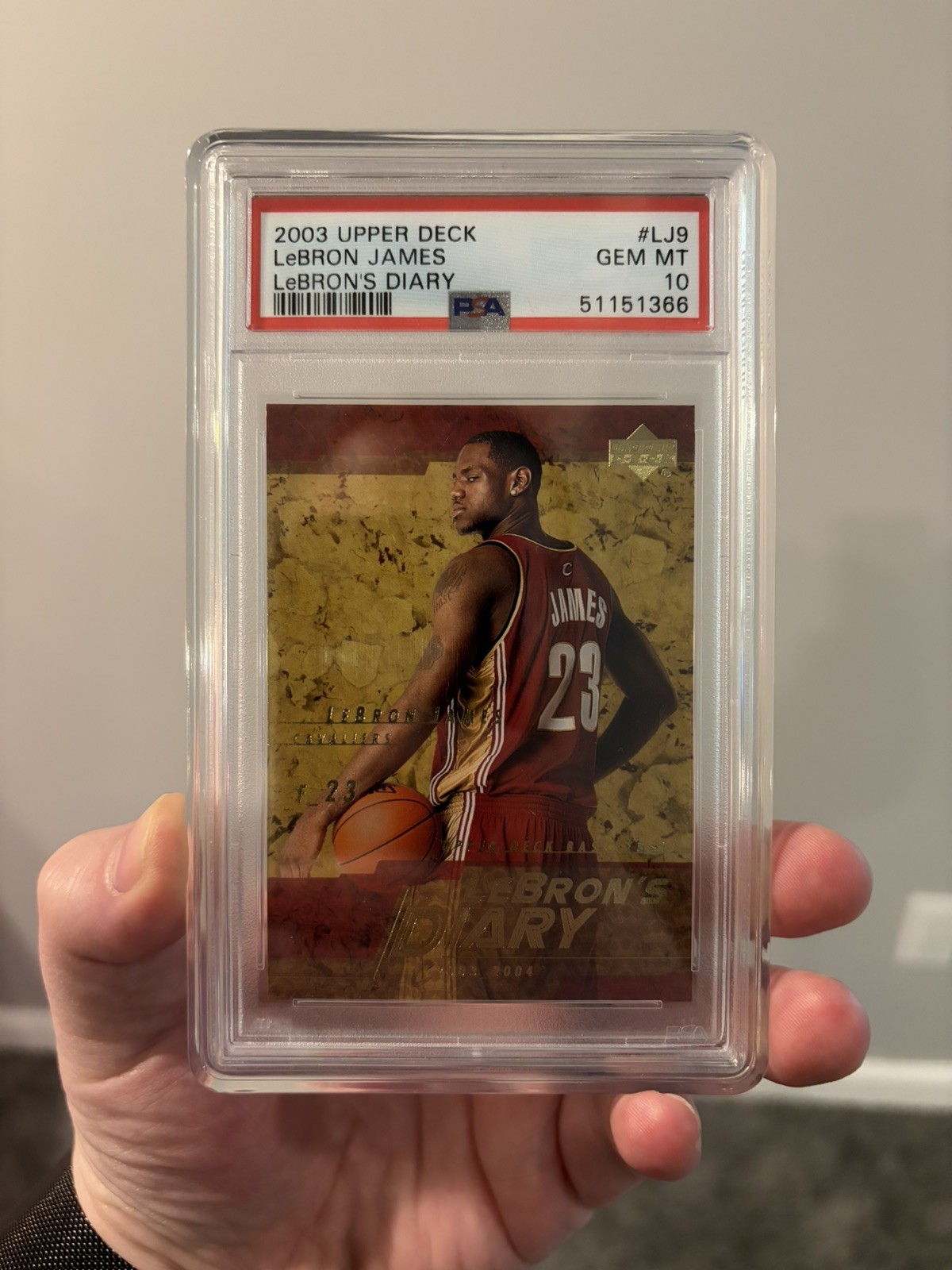 2003 Upper Deck LeBron James Lebron’s Diary PSA 10 GEM — ROOKIE KING (RC) #LJ9