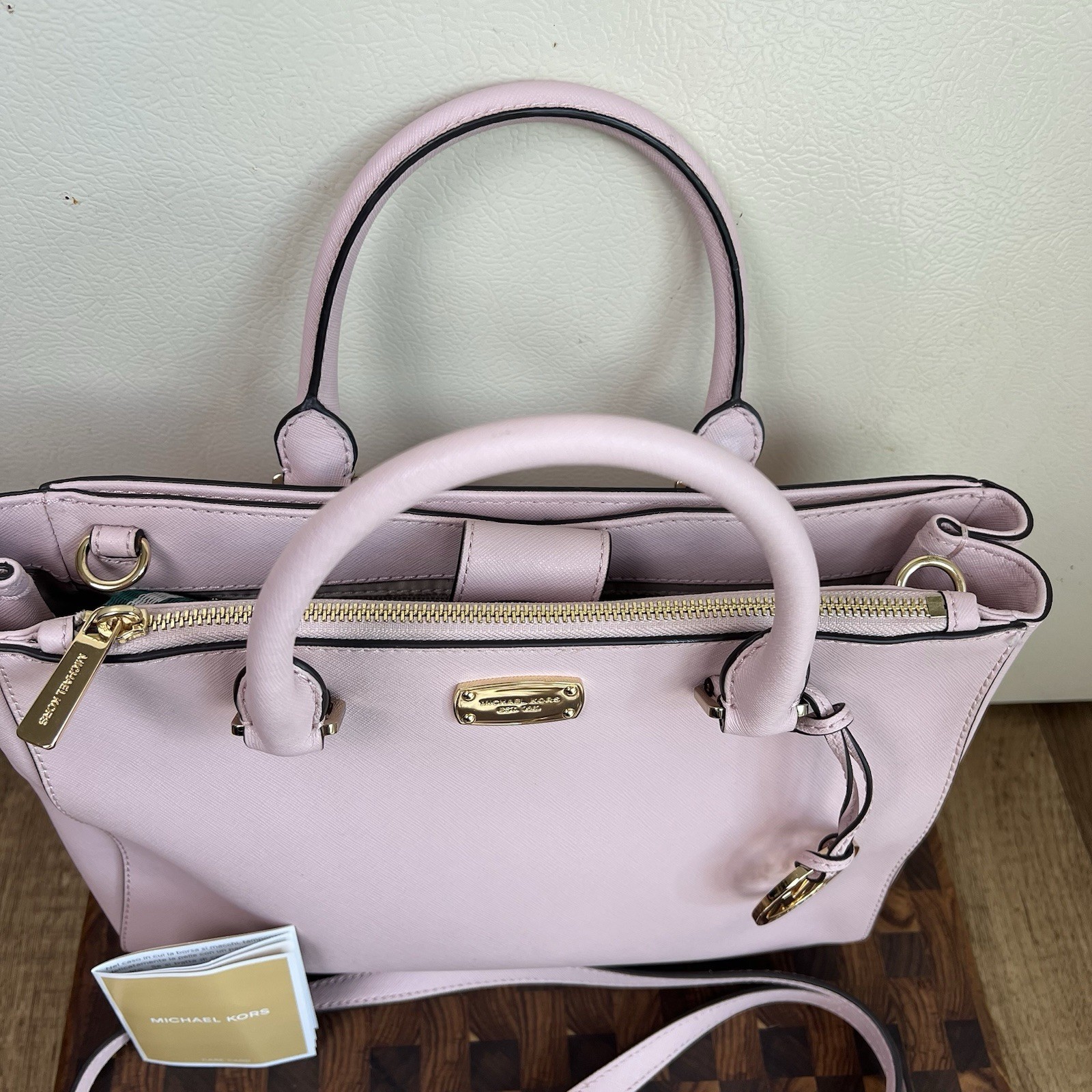 Michael Kors Kellen Medium Satchel Crossbody Bag Blossom Saffiano Leather NEW thumbnail 5