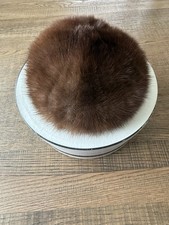 Best Co. Fur NYC Women's Vintage 1950s Mink Fur Pillbox Hat Brown Made In USA