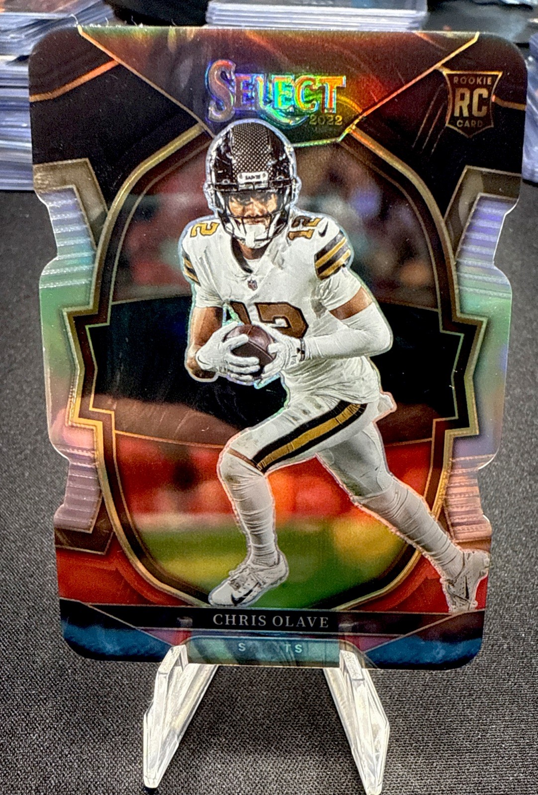 2022 Panini Select Chris Olave Concourse Black & Red Prizm Die-Cut Rookie #30