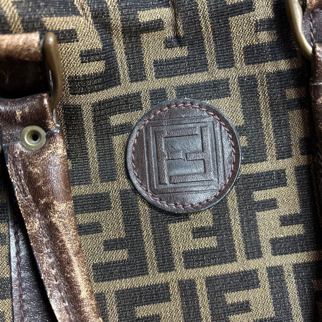 Fendi Logo Canvas Boston Bag Brown/Black Leather Trim Vintage Duffle Satchel thumbnail 15
