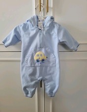 Vintage Gymboree 1998 Rainbow Tag Blue Little Car Hooded Romper Size 3 to 6M