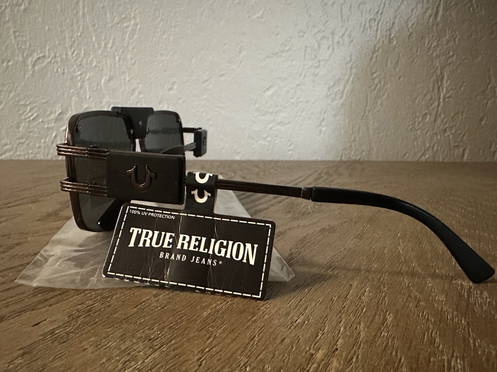 True Religion Men's Square Black Metal Sunglasses 100% UV Protection thumbnail 2
