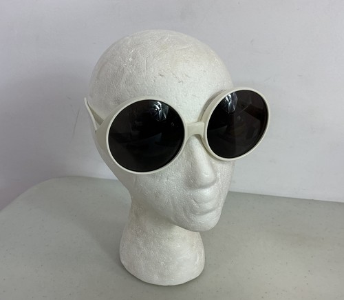 Vintage Dyce Large Round Lens White Sunglasses Retro Y2K