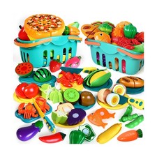 100 Pcs Play Food Set for Kids Kitchen, Pretend Food Toy for Toddle... Fast Ship