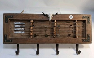 Vtg Handmade Rustic1800s Barbed Wire Display Coat Rack 23" L Look @All Pictures 