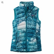 Patagonia Tree Pattern Quilted Puffy Duckdown Nature Walk Vest Girl  s Large 12