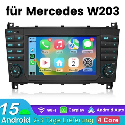 Android 15 Autoradio GPS Navi DAB+ Mercedes BENZ C/G/CLC Klasse W203 - Bild 1 von 4