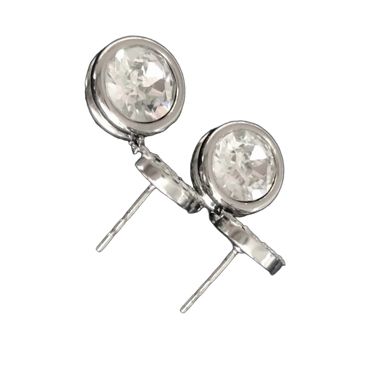 GUCCI Interlocking G Rhinestone Stud Earrings Sil… - image 3