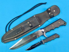 Vintage Tramontina Brazil Brazilian Set 2 Knife Large Bowie & Saw Back w/ Sheath