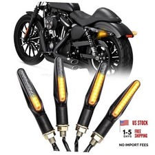 4PCS Motorcycle Indicators Flowing Turn Signal Lights Motorbike 4pcs Black 1
