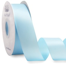 Light Blue Satin Ribbon Double Faced 11/2 Inch x Continuous 50 Yards Craft