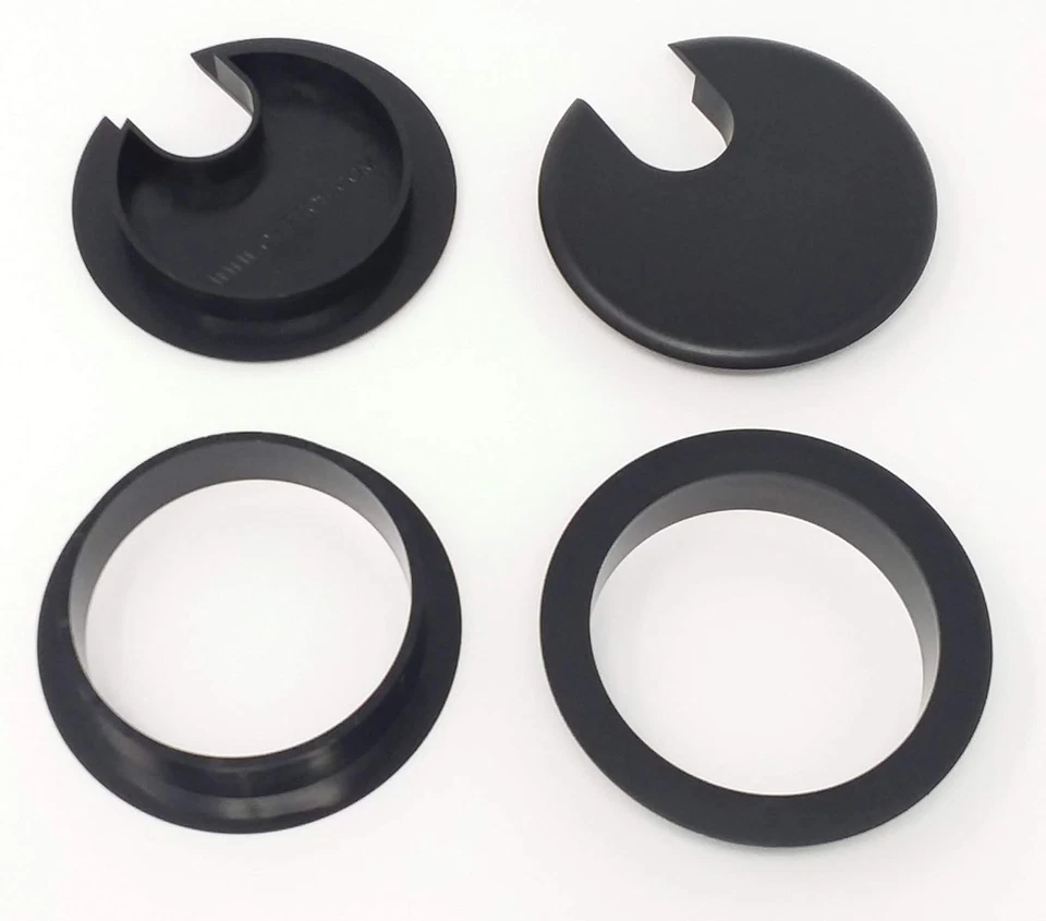 Ojal de escritorio con cubierta para orificio de 2,5 pulgadas. Paquete de 5 para cable de plástico negro Foto 2 de 4