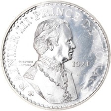 [#906623] Coin, Monaco, 50 Francs, 1974, ESSAI, MS(63), Silver, KM:E66, Gadoury: