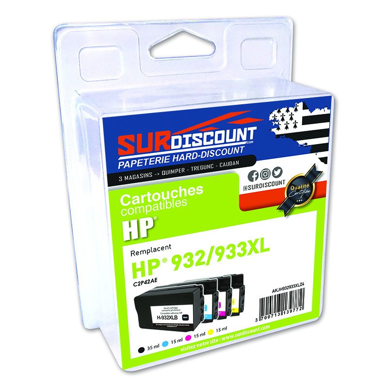 HP932-933XL pack de 4 cartouches compatibles pour réduire vos coûts d'encre