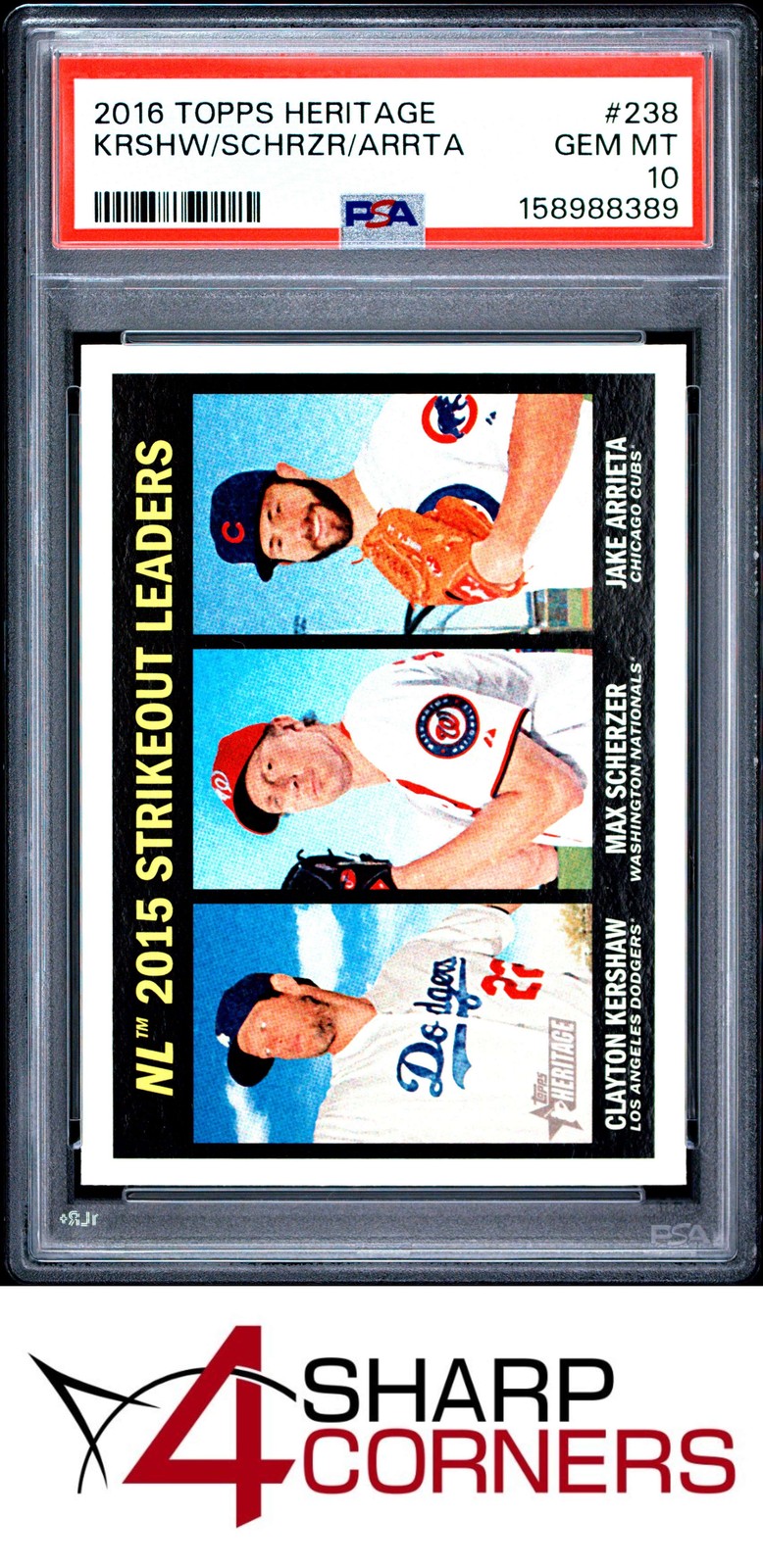2016 TOPPS HERITAGE #238 CLAYTON KERSHAW-MAX SCHERZER PSA 10