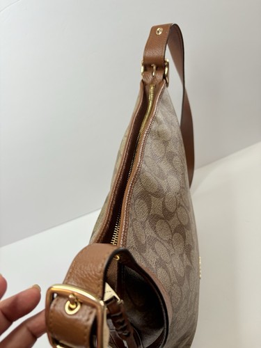 Coach Signature Val Duffle Shoulder /Crossbody Bag Khaki Brown /Gold C2819 EUC - Picture 8 of 24