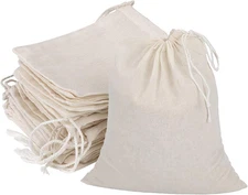 20 Pcs Reusable Cotton Drawstring Muslin Bag Natural Unbleached Cotton Straining
