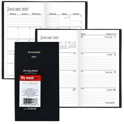 2027 At-A-Glance 72-02-05 Fine Diary Weekly Monthly Planner, 3 x 6''