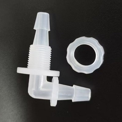 100Pcs 3/16'' Hose Barbed Fitting L-Type  Bulkhead Connector with M10 Nut PP