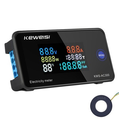 Digital AC Voltmeter Amperemeter 50-300V 0-20A mit geschlossenem Stromwandler, LCD