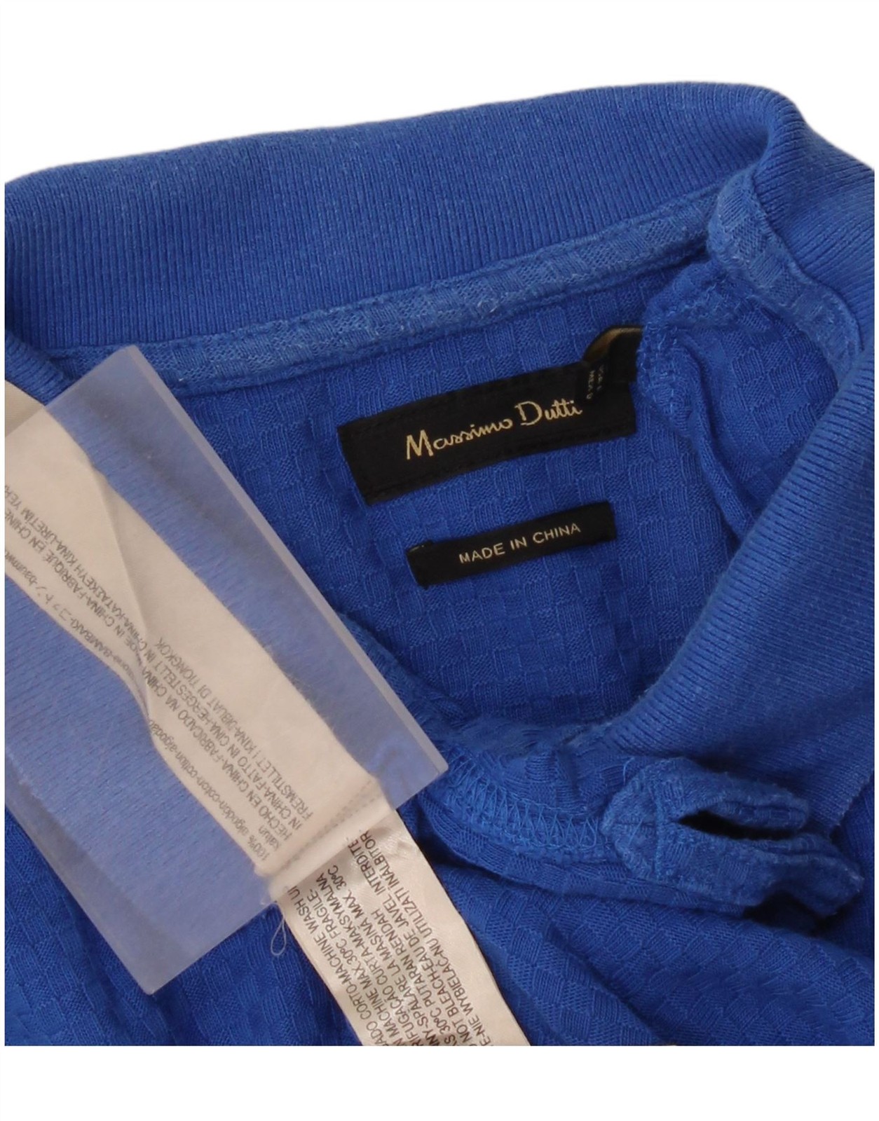 Massimo Dutti Mens Polo Shirt Large Blue Cotton CS13 thumbnail 3