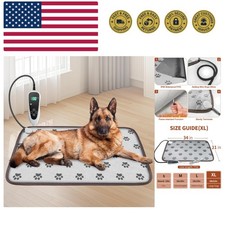 Large Dog Heating Pad 34x21in with Smart Thermostat Switch and Power Line Pro...