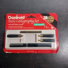 Osmiroid Italic Caligraphy Pen Set 22 Carat Gold Plate 4 Nibs LEFT HAND no ink