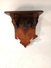 Antique Black Forest Carved Shelf With Deer Head