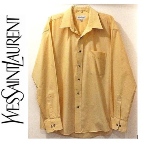SAINT LAURENT (YSL) Yves Saint Laurent Camicia Abito Uomo Tg 17 34 35 Giallo Manica Lunga Lusso Lavoro