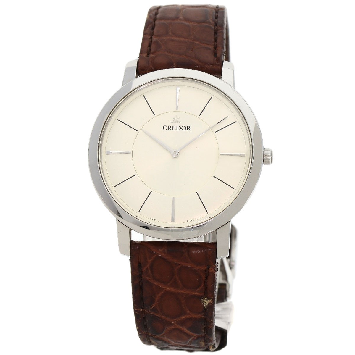 SEIKO Credor Nord Round GCAT993 8J80-0AD0 SS Leather Quartz