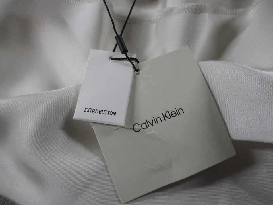 Camisa Calvin Klein Mujer Mediana Blanca Tofu Camisola Correas Ajustables Nueva Foto 4 de 4
