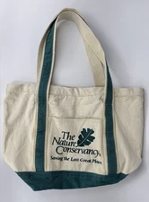 Nature Conservancy Canvas Tote Bag Teal Green Logo Carryall Utility Shopper