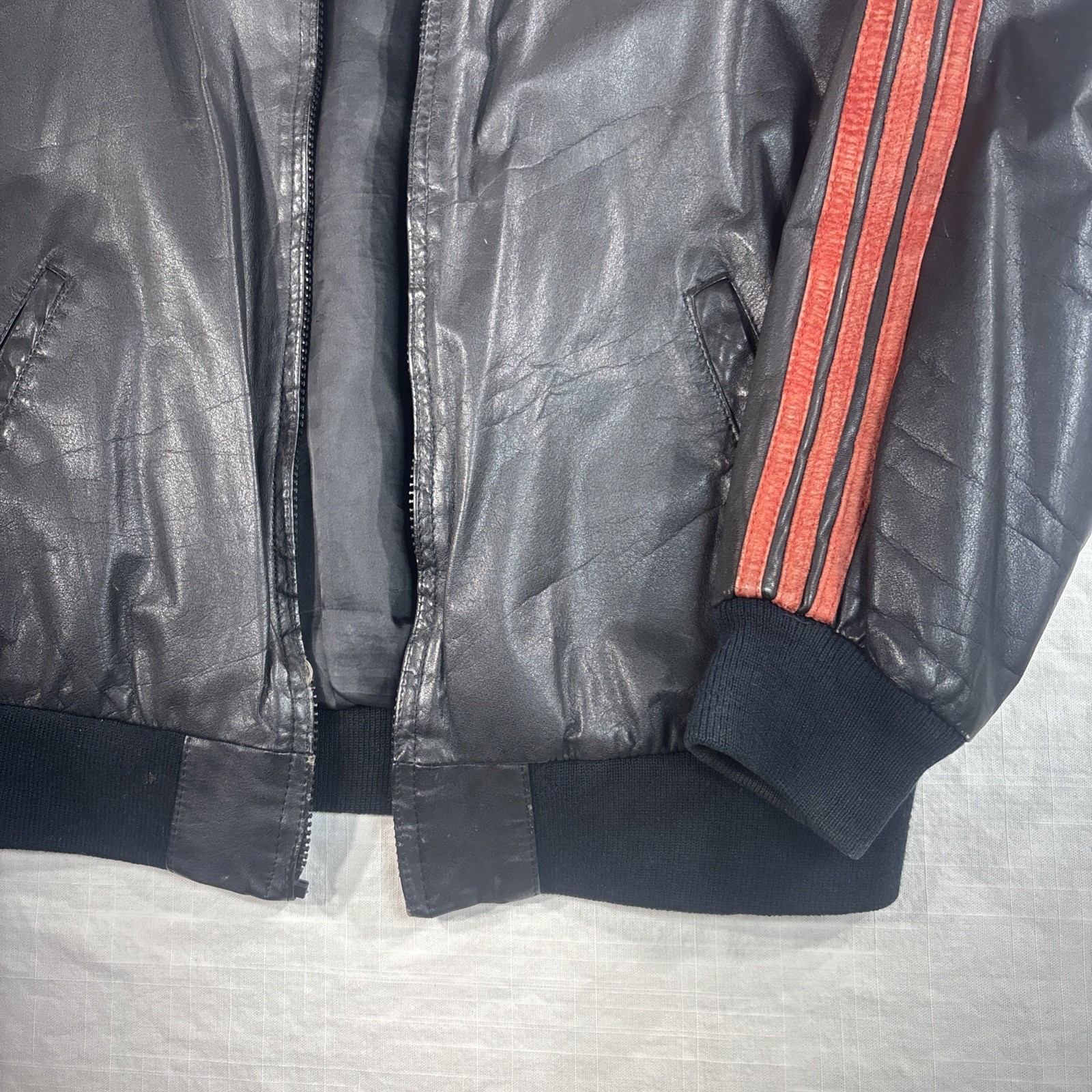 Adidas Leather A-15 / A17 Bomber Track Jacket Vintage Run DMC | Size M Rare 80s image 6