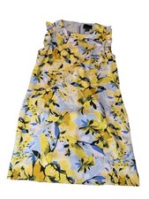 Cynthia Rowley Size 6 Dress Shift Summer Yellow Floral Ruffle Sleeve Lined