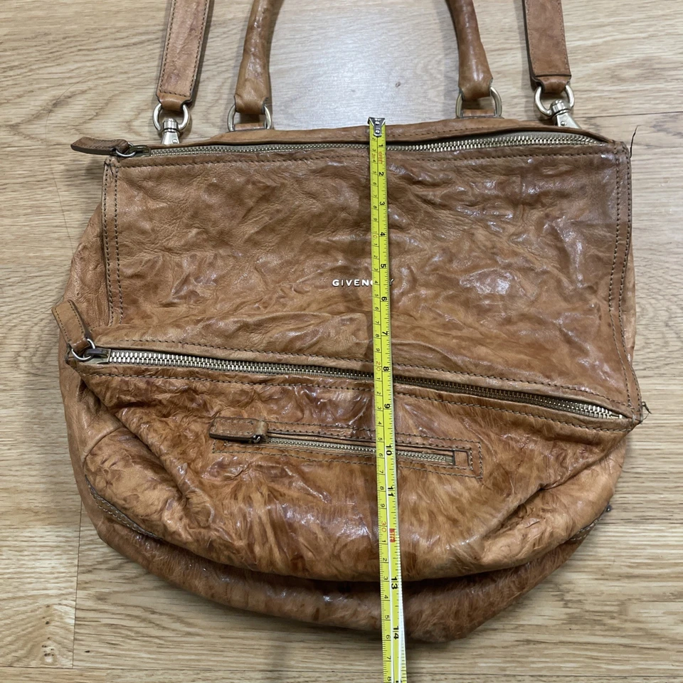 Givenchy Pandora Bolso de Hombro de Cuero de Becerro Marrón Envejecido Cartera Bolso de Mano de 2 Vías Foto 4 de 4