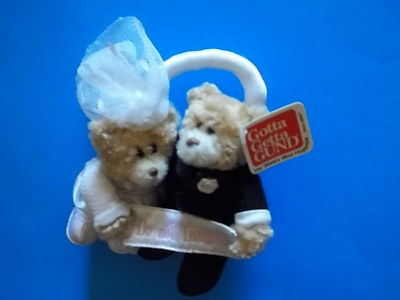 Gund Bride and Groom Teddy Bear Plush DO NOT DISTURB Honeymoon Door Hanger GUC