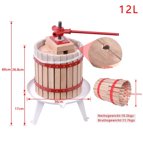 6L-30L Obstpresse Saftpresse Weinpresse Spindelpressung Apfelpresse Obstmühle DE - 第 14/21 張圖片