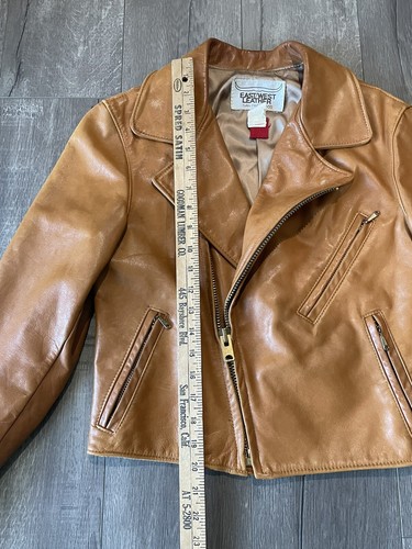 VINTAGE EAST WEST SAN FRANCISCO BROWN LEATHER JACKET SIZE S/M - Picture 14 of 21