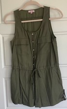 Pink Lily Women's Green Button Tank Romper Size Extra Small XS