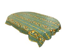 French Provencal Tablecloth 100 Coated Cotton Lemons Green 61 X 79 - France
