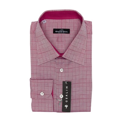 Luxus Gerlin Shirt Rot Don Jacquard Baumwolle 16 - 41 1M Bijan