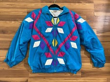Vintage 90s Rock Creek Casuals Windbreaker Women s Sz Medium Teal Blue Neon Zip