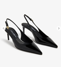 Dolce & Gabbana Dg Logo Leather Slingback Pump Women's Black. Size 39. NWB