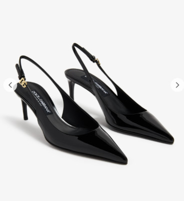Dolce & Gabbana Dg Logo Leather Slingback Pump Women's Black. Size